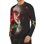 Halloween Smiling Clown Print Men's Long Sleeve Rash Guard