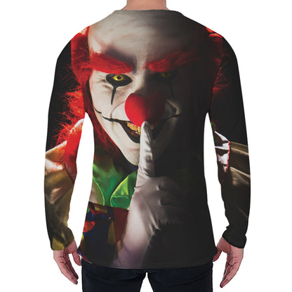Halloween Smiling Clown Print Men's Long Sleeve T-Shirt