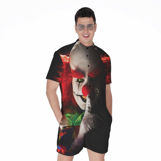 Halloween Smiling Clown Print Men's Rompers