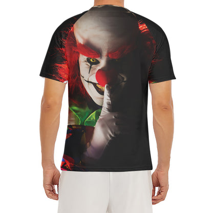 Halloween Smiling Clown Print Men's Short Sleeve Rash Guard
