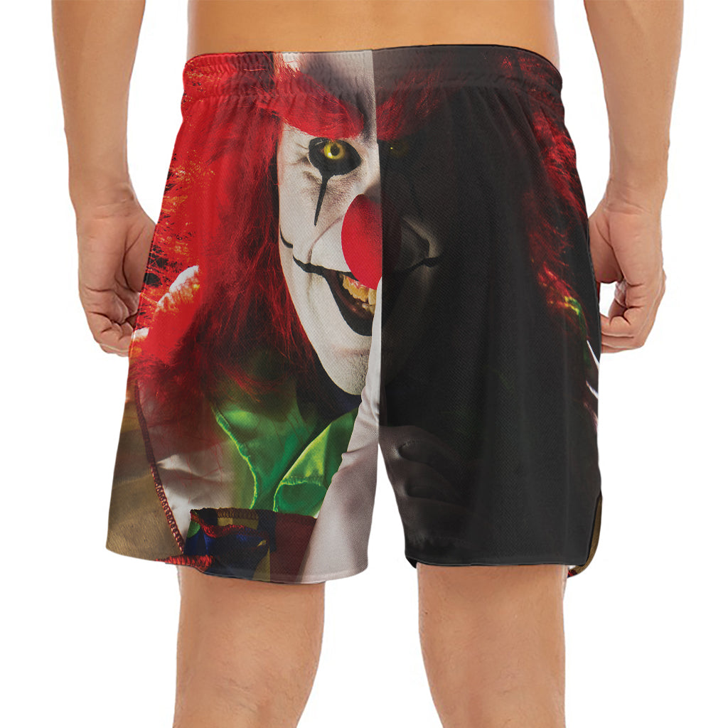 Halloween Smiling Clown Print Men's Split Running Shorts