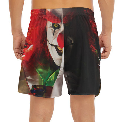 Halloween Smiling Clown Print Men's Split Running Shorts