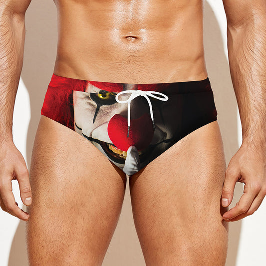 Halloween Smiling Clown Print Men's Swim Briefs