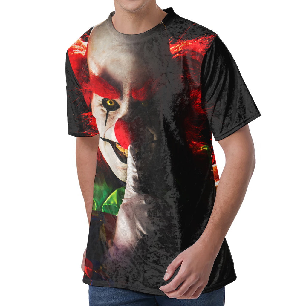 Halloween Smiling Clown Print Men's Velvet T-Shirt