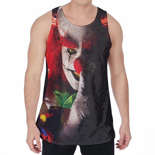 Halloween Smiling Clown Print Men's Velvet Tank Top