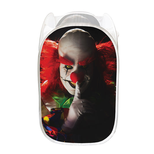 Halloween Smiling Clown Print Mesh Laundry Hamper