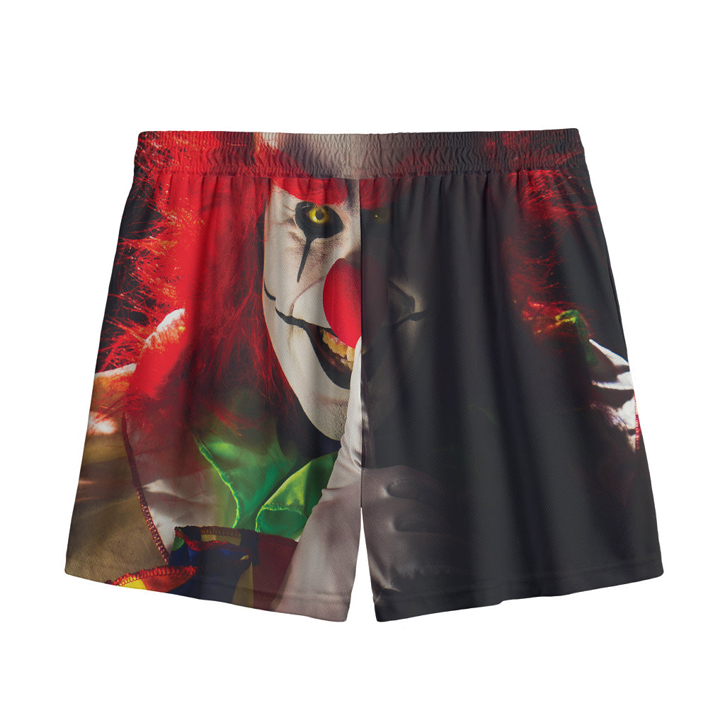 Halloween Smiling Clown Print Mesh Shorts