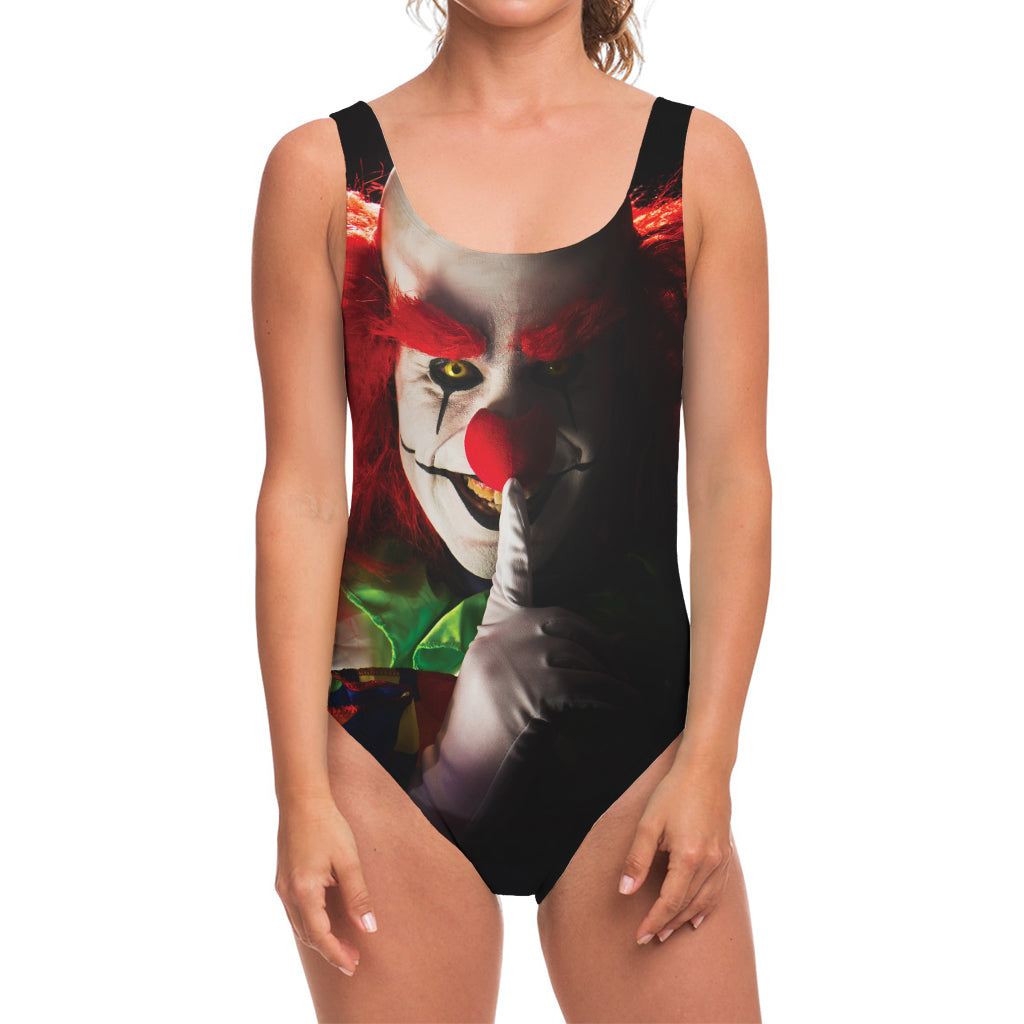 Halloween Smiling Clown Print One Piece Swimsuit