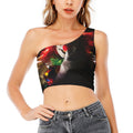 Halloween Smiling Clown Print One Shoulder Crop Top