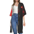 Halloween Smiling Clown Print Open Front Beach Cover Up