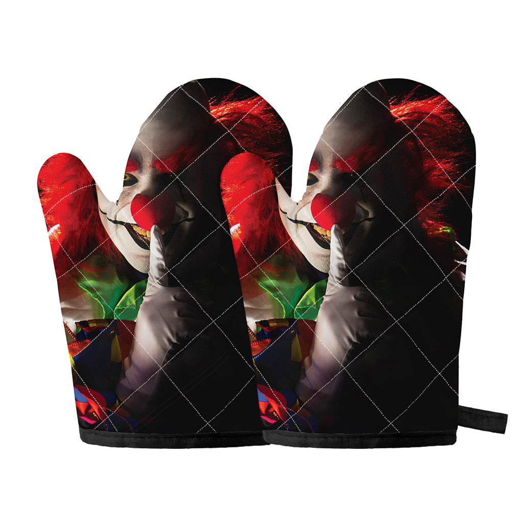 Halloween Smiling Clown Print Oven Mitts
