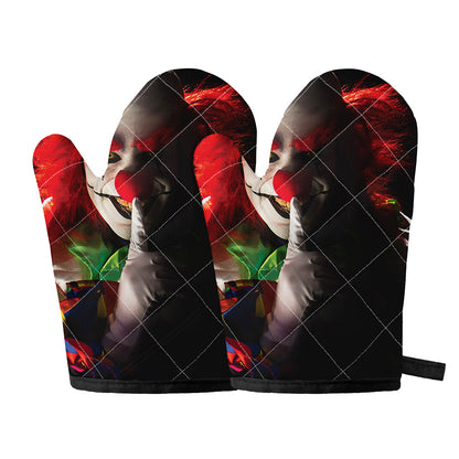Halloween Smiling Clown Print Oven Mitts