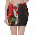 Halloween Smiling Clown Print Pencil Mini Skirt
