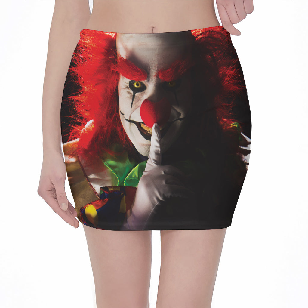 Halloween Smiling Clown Print Pencil Mini Skirt