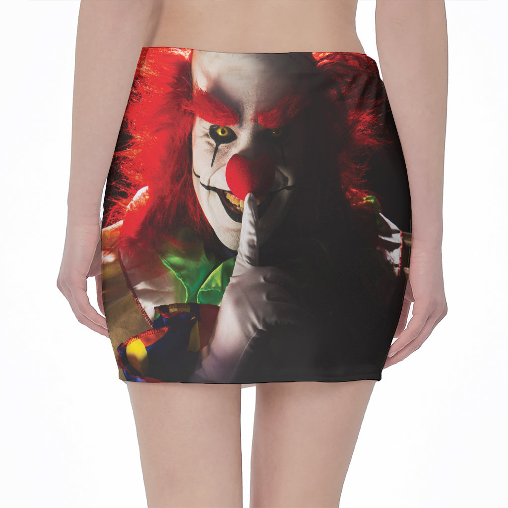 Halloween Smiling Clown Print Pencil Mini Skirt