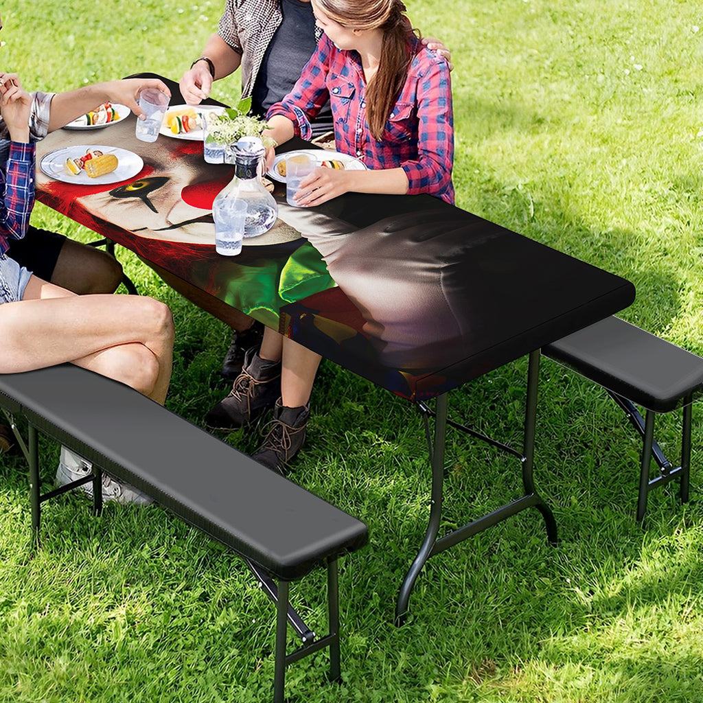 Halloween Smiling Clown Print Picnic Table Cover
