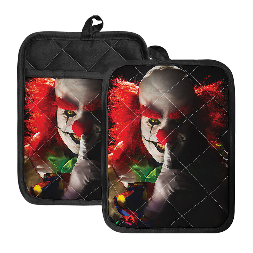 Halloween Smiling Clown Print Pot Holders With Pocket
