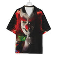 Halloween Smiling Clown Print Rayon Hawaiian Shirt