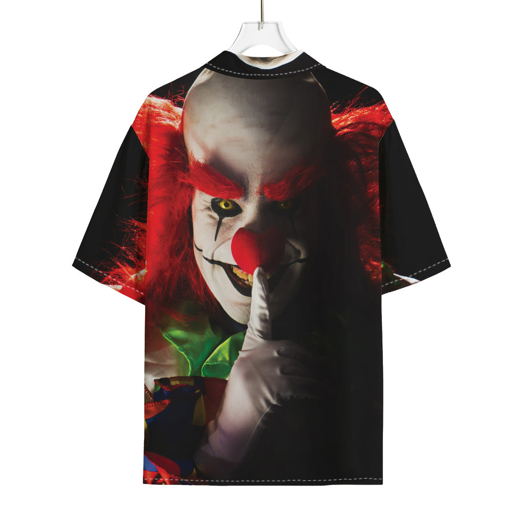 Halloween Smiling Clown Print Rayon Hawaiian Shirt