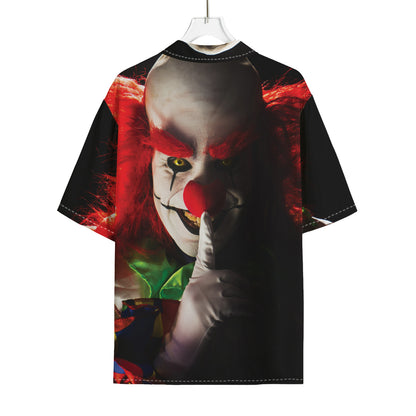 Halloween Smiling Clown Print Rayon Hawaiian Shirt