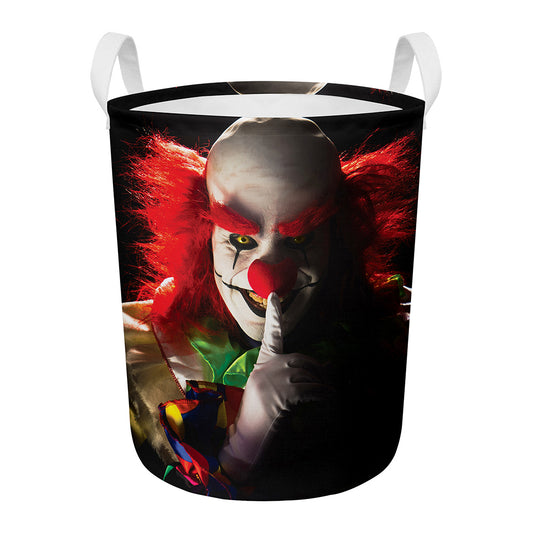 Halloween Smiling Clown Print Round Laundry Basket