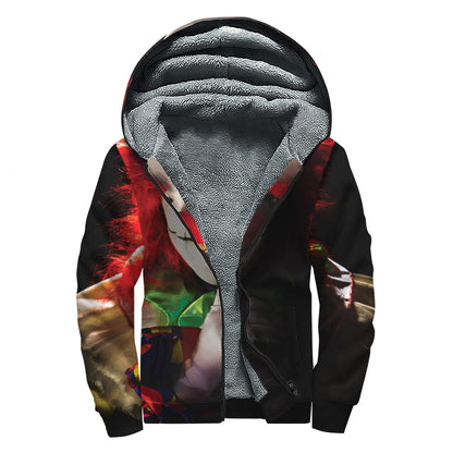 Halloween Smiling Clown Print Sherpa Lined Zip Up Hoodie
