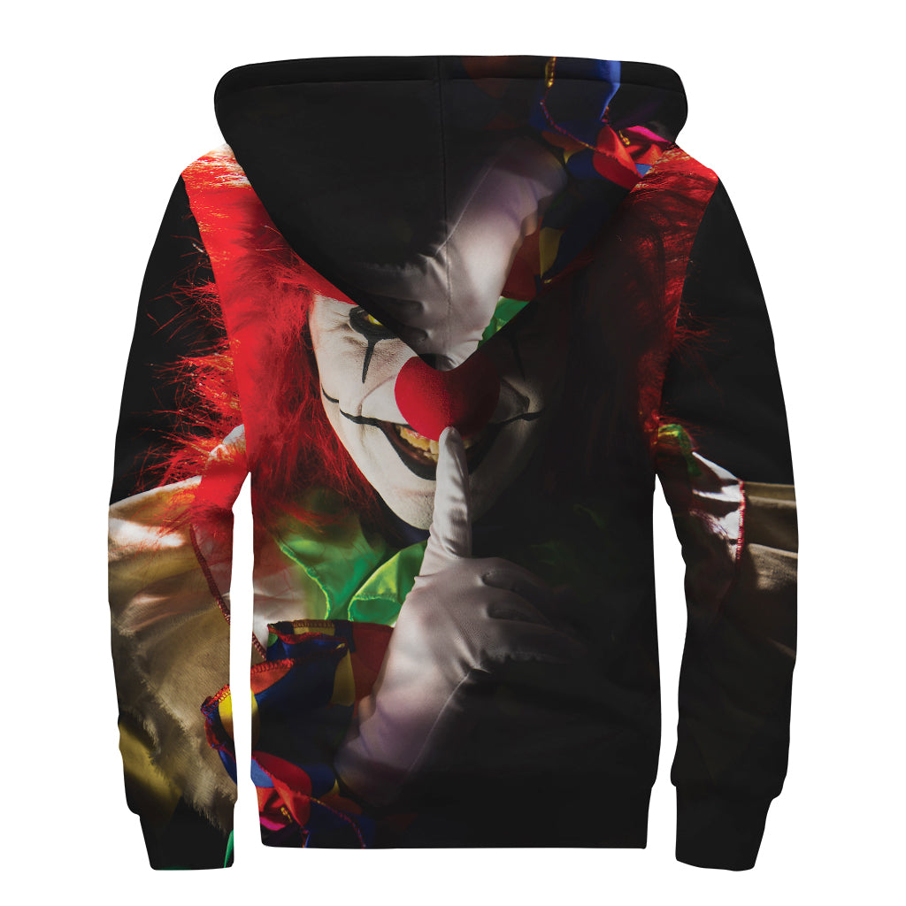 Halloween Smiling Clown Print Sherpa Lined Zip Up Hoodie