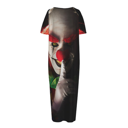 Halloween Smiling Clown Print Short Sleeve Long Nightdress