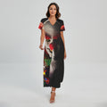 Halloween Smiling Clown Print Short Sleeve Maxi Dress