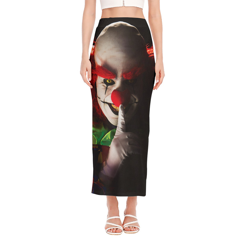 Halloween Smiling Clown Print Side Slit Maxi Skirt