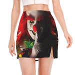 Halloween Smiling Clown Print Side Slit Mini Skirt