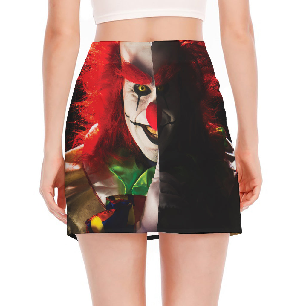 Halloween Smiling Clown Print Side Slit Mini Skirt