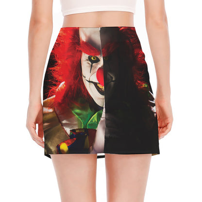 Halloween Smiling Clown Print Side Slit Mini Skirt