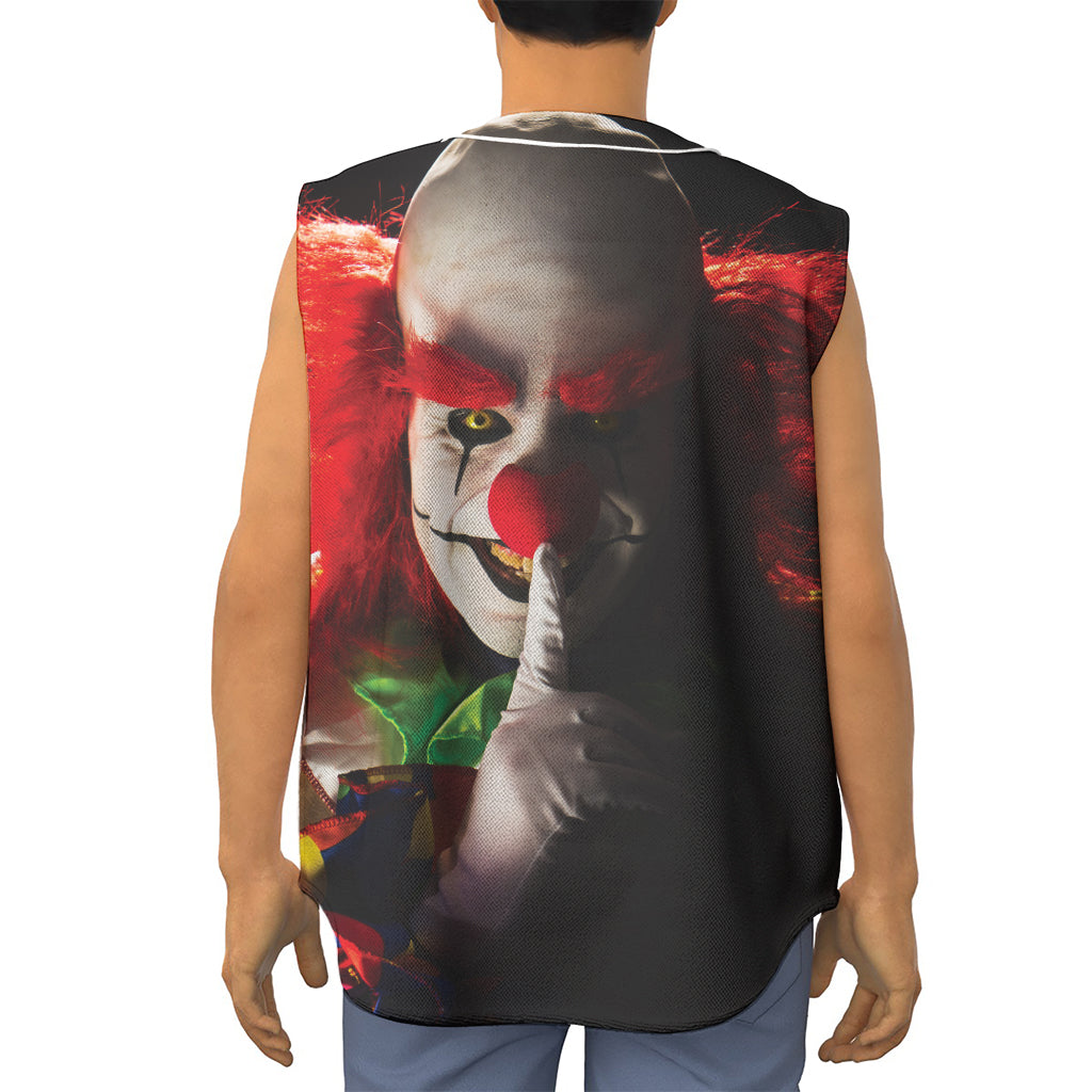 Halloween Smiling Clown Print Sleeveless Baseball Jersey