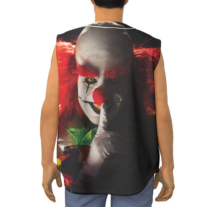 Halloween Smiling Clown Print Sleeveless Baseball Jersey