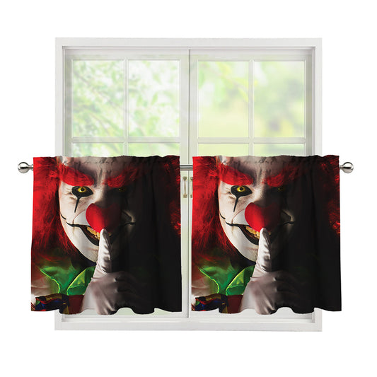 Halloween Smiling Clown Print Tier Curtains