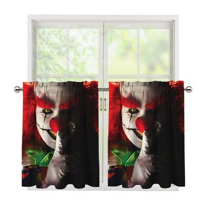 Halloween Smiling Clown Print Tier Curtains