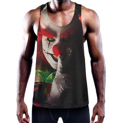 Halloween Smiling Clown Print Training Tank Top