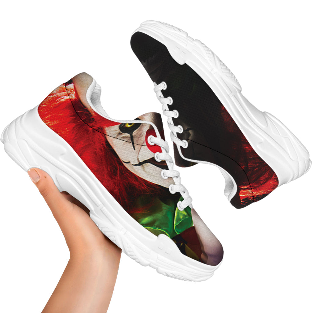 Halloween Smiling Clown Print White Chunky Shoes