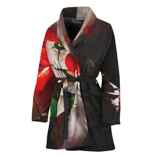 Halloween Smiling Clown Print Women's Bathrobe