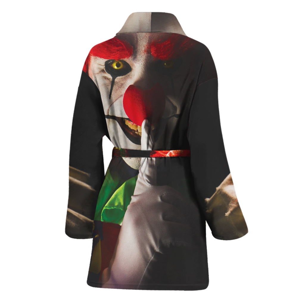 Halloween Smiling Clown Print Women's Bathrobe