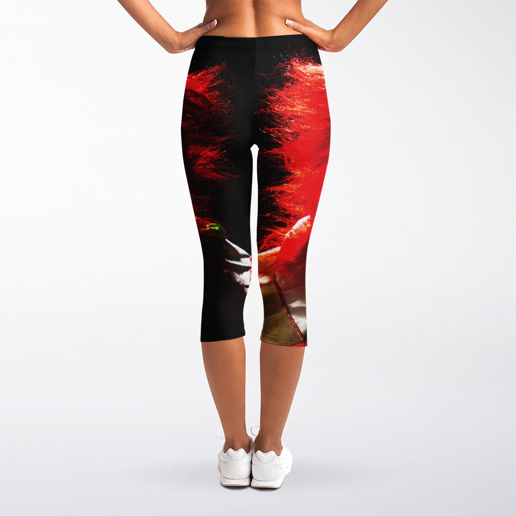 Halloween Smiling Clown Print Women's Capri Leggings