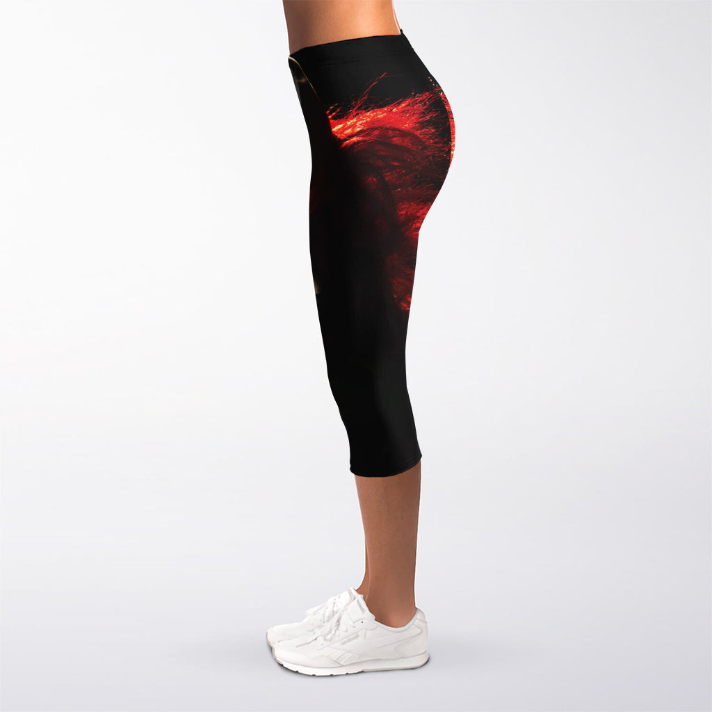 Halloween Smiling Clown Print Women's Capri Leggings