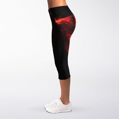 Halloween Smiling Clown Print Women's Capri Leggings