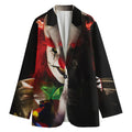 Halloween Smiling Clown Print Women's Cotton Blazer