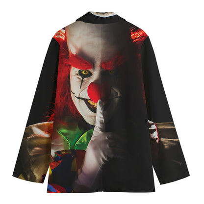 Halloween Smiling Clown Print Women's Cotton Blazer