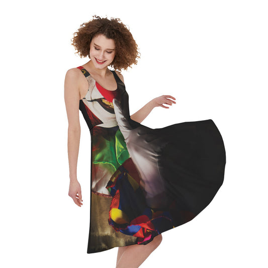 Halloween Smiling Clown Print Women's Sleeveless Dress