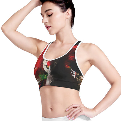 Halloween Smiling Clown Print Women's Sports Bra