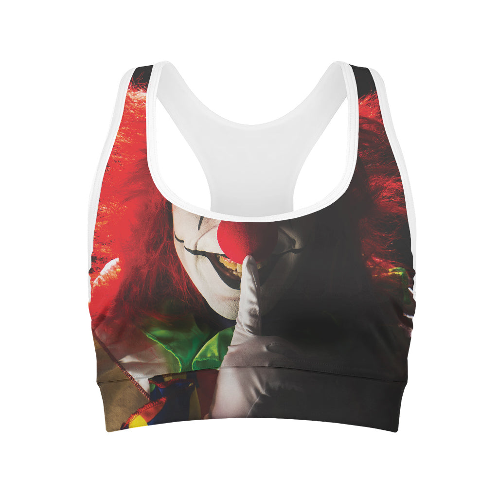 Halloween Smiling Clown Print Women's Sports Bra