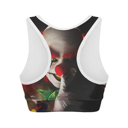 Halloween Smiling Clown Print Women's Sports Bra